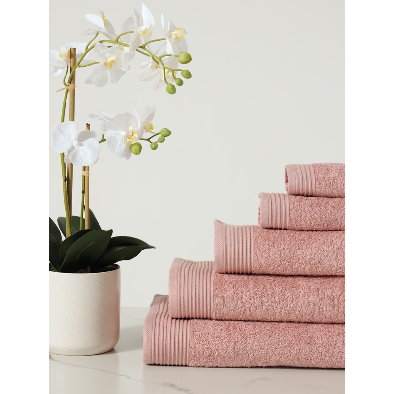 450GSM Signature Ripple Border Towels - Blush