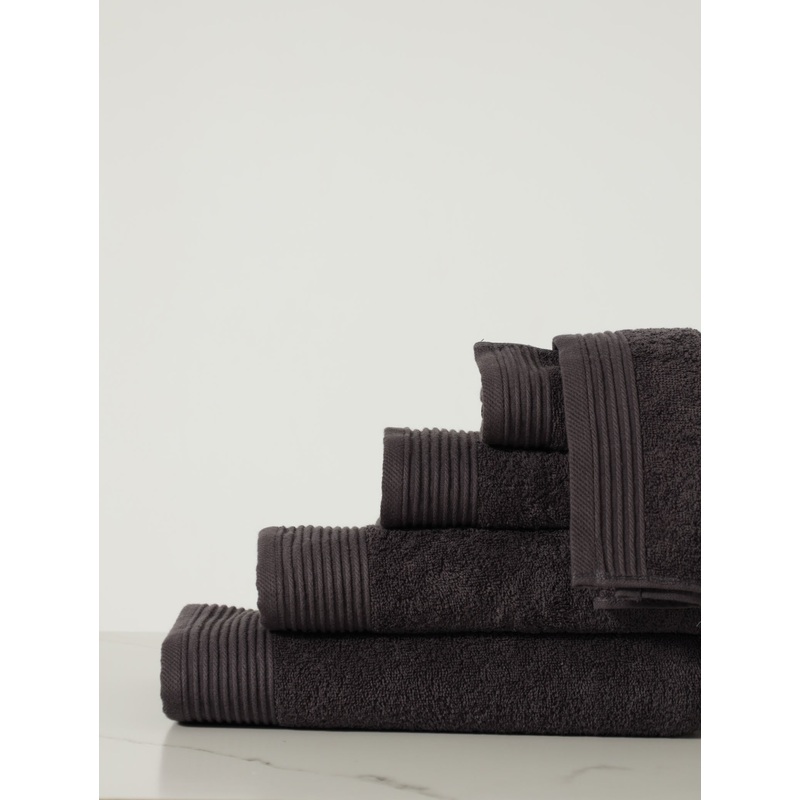 450GSM Signature Ripple Border Towels - Charcoal