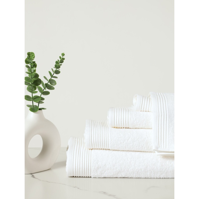 450GSM Signature Ripple Border Towels - White