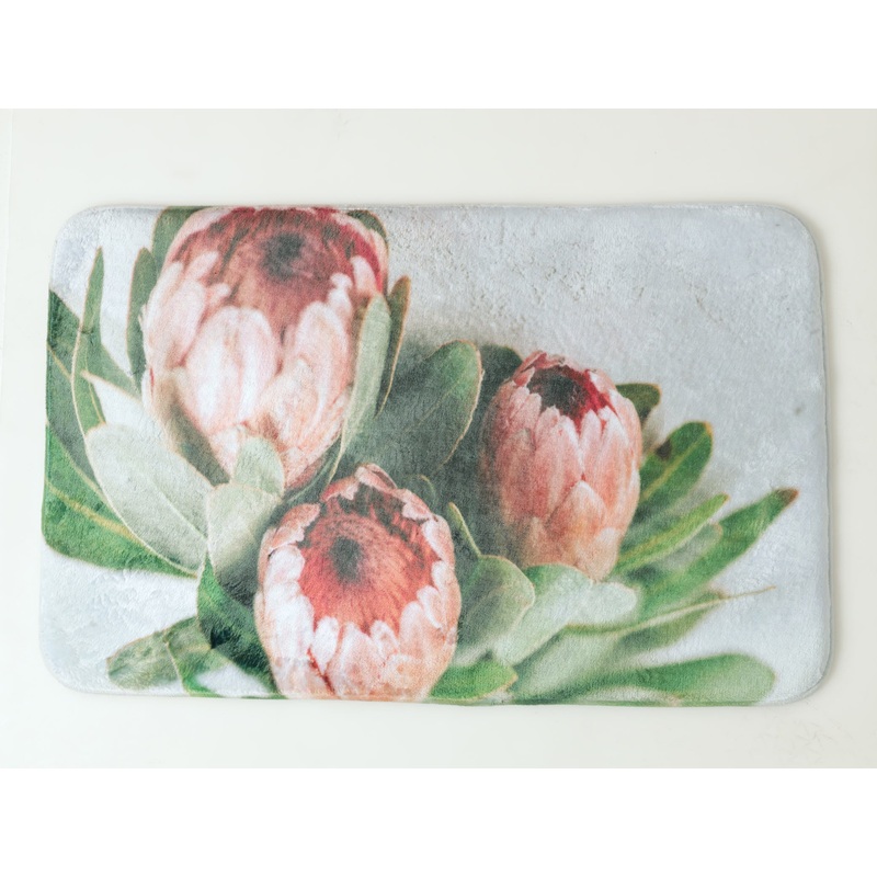 Printed Memory Foam Bath Mat - Protea Buds