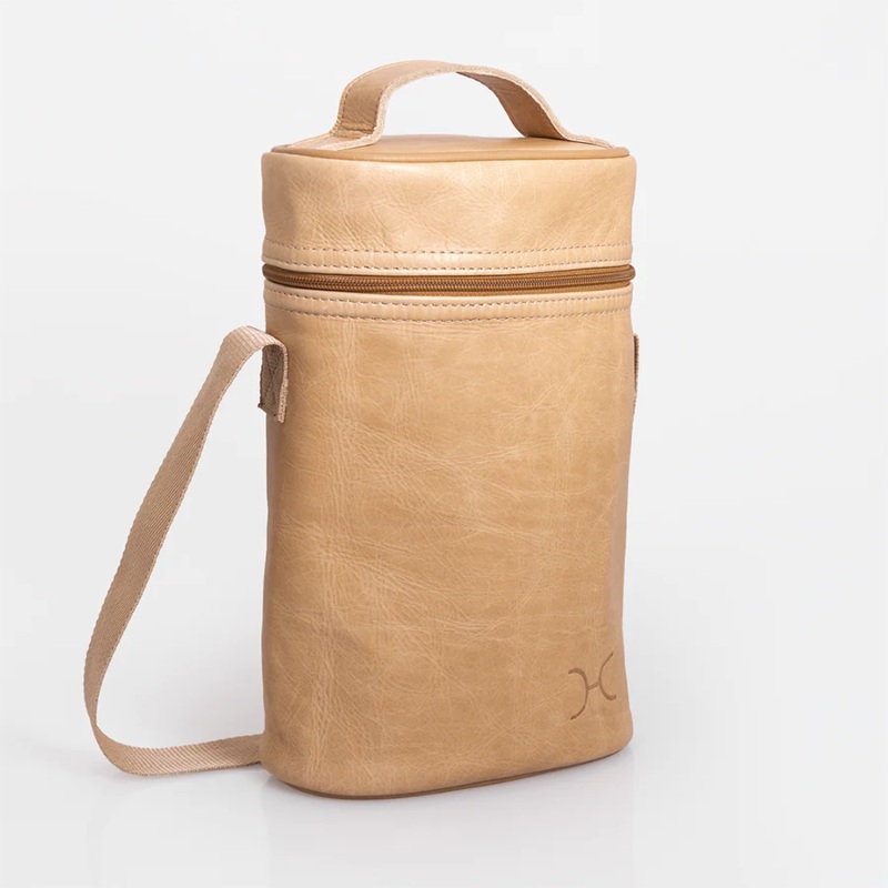 Wine Cooler Double Carry Bag Leather - Hazelnut Leather