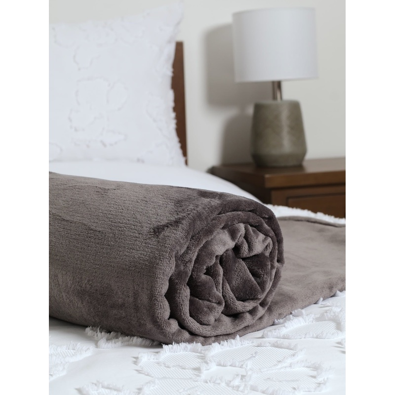 Coral Fleece Blanket - Light Grey