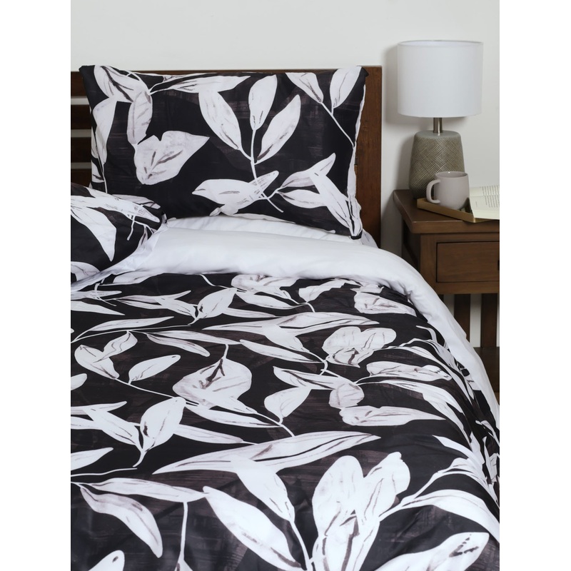 Mono Geo Floral Printed Duvet Cover Set