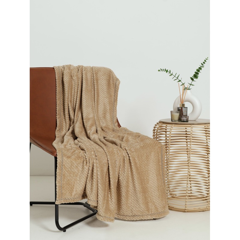 Popcorn Flannel Blanket 125X152Cm - Stone