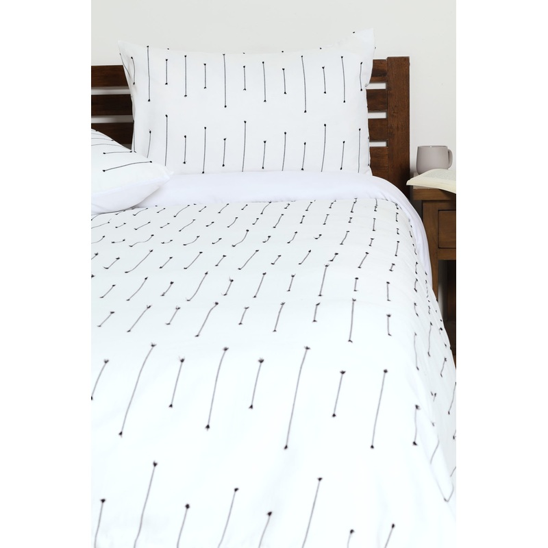 Textured Embroidered Stripe Duvet Cover Set