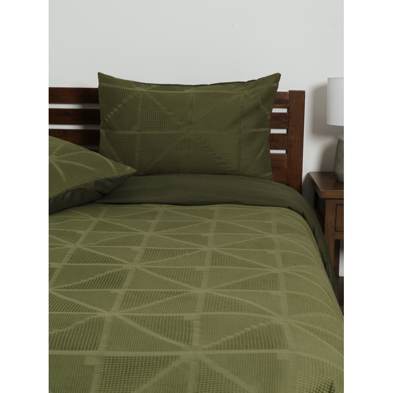 Waffle Square Textured Duvet Cover Set
