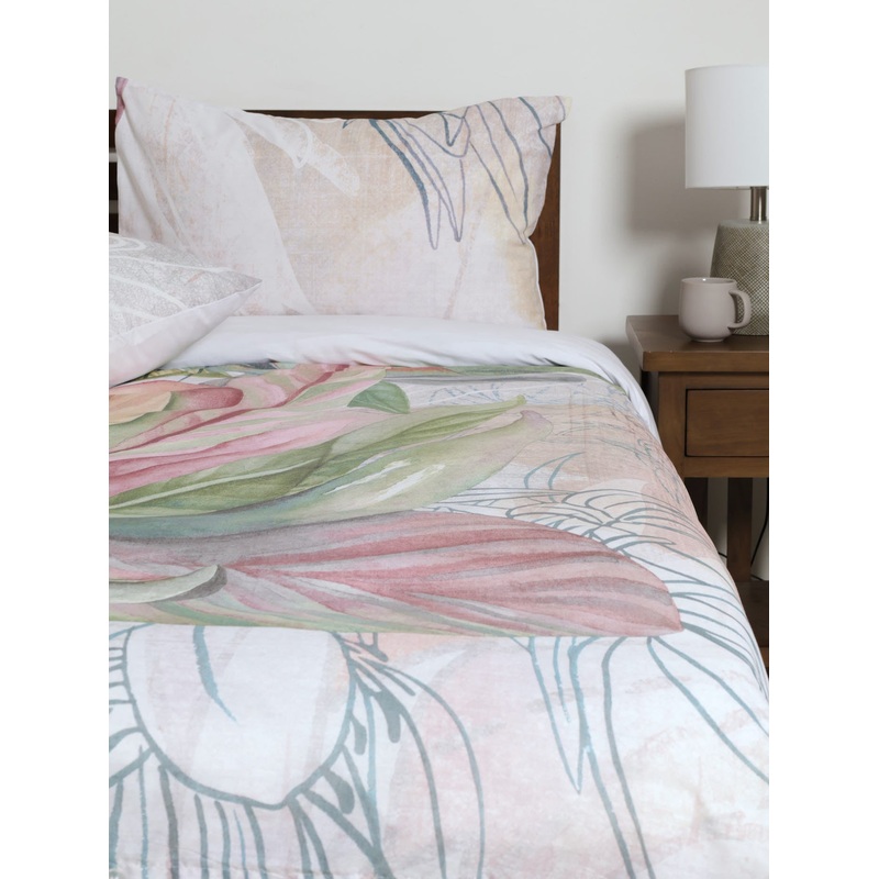 Watercolour Pink Flower Printed Duvet Cover Set