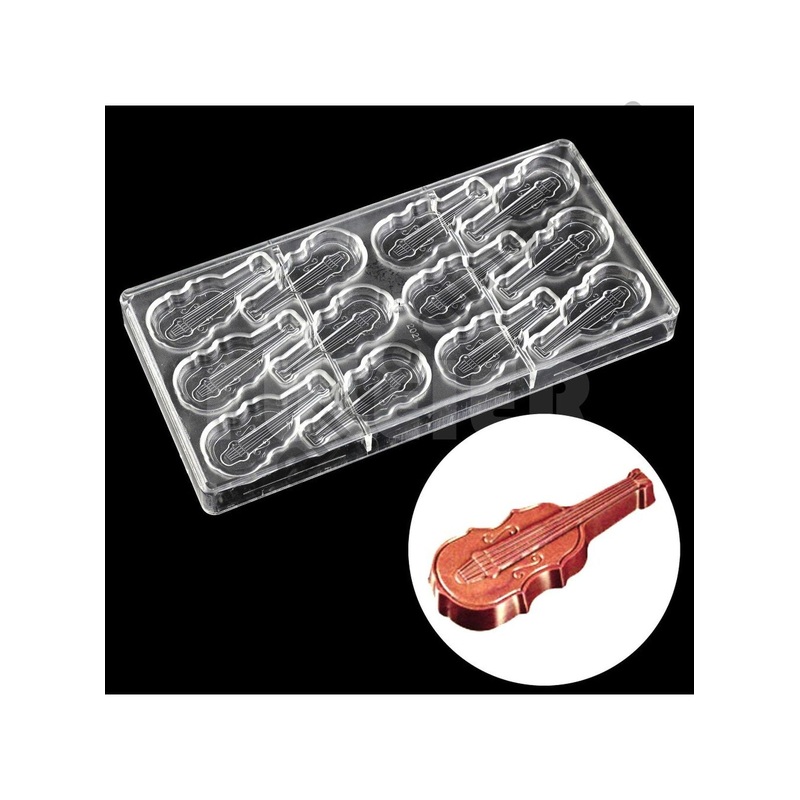 Cake Decor 12 Cavities Guitar Shape Polycarbonate Chocolate Mould
