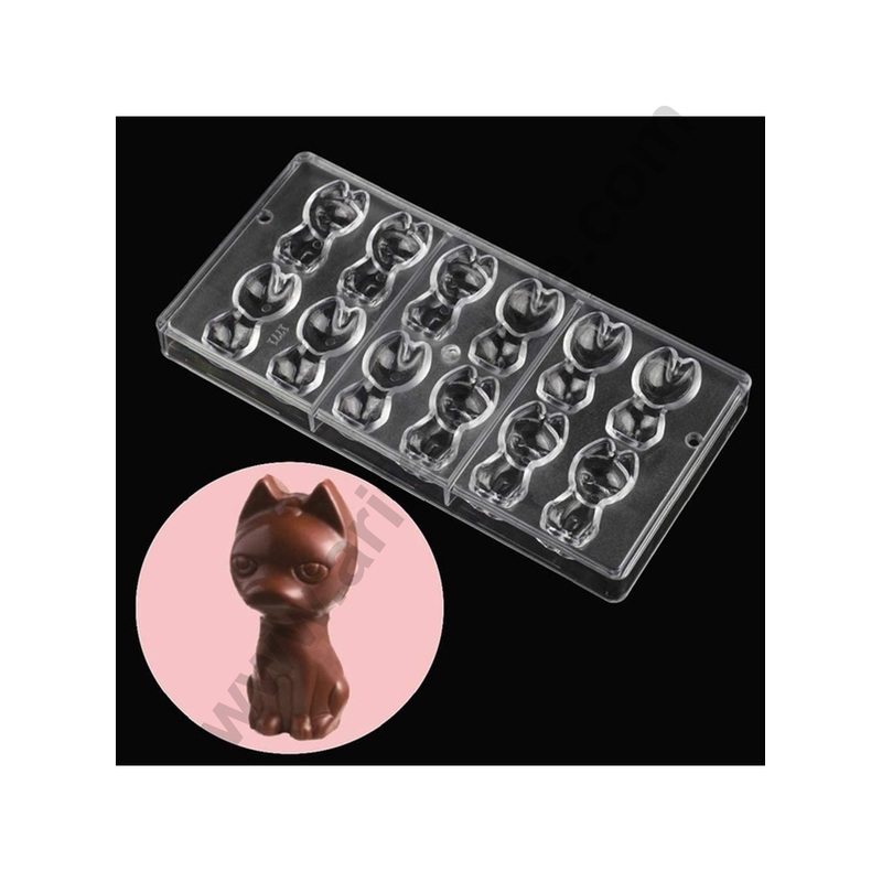 Cake Decor 12 Cavity Cat Shaped Polycarbonate Chocolate Mould SB-1771