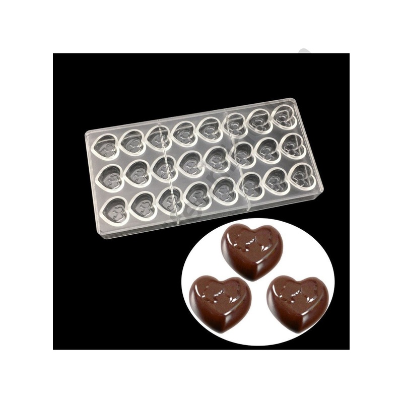 Cake Decor 24 Cavity Heart With Couple Shaped Polycarbonate Chocolate Mould SB-2065