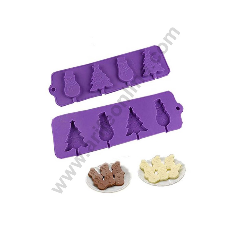 Cake Decor 4 Cavity Silicone Christmas Tree Snowman Candy Silicon Moulds Muffin Mould