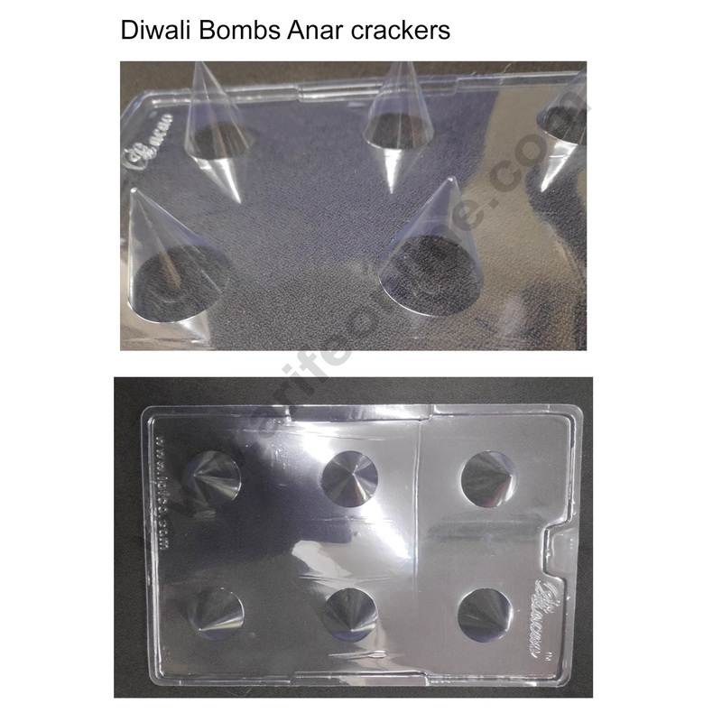Cake Decor 6 Cavity PVC Chocolate mould Happy Diwali Big Anar Bombs Crackers (Size 5.5cm Base,6cm Height)(1pcs pack)