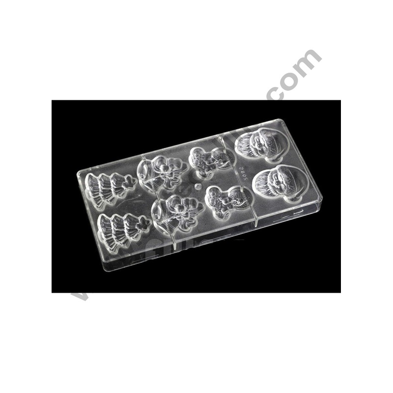 Cake Decor 8 Cavity Christmas Series Santa Claus Bell Shape Polycarbonate Chocolate Mould