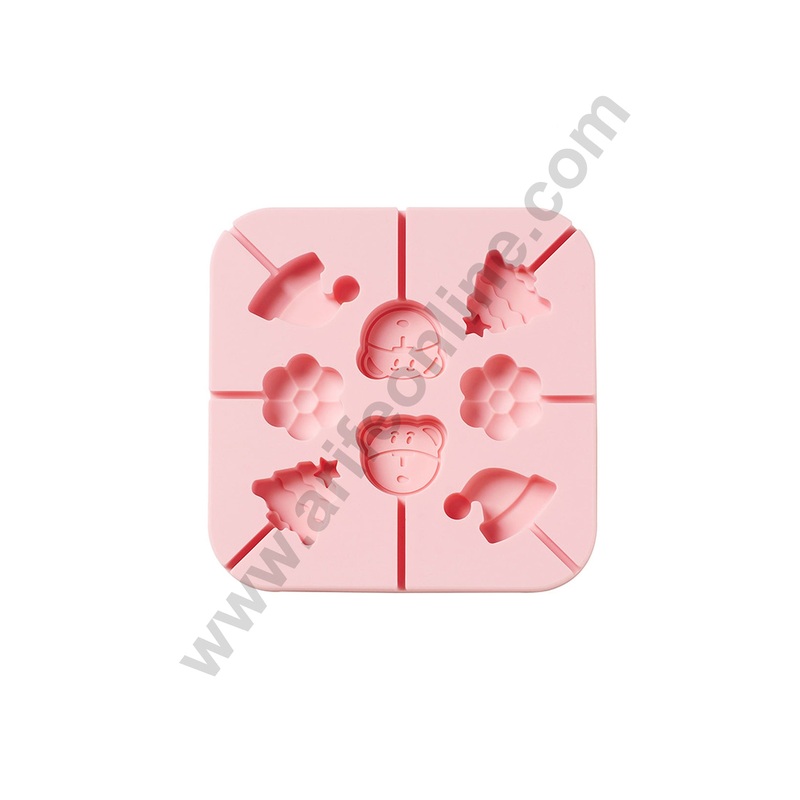 Cake Decor 8 Cavity Silicone Lollipop Mould Christmas Tree Cap Flower Cartoon Silicon Jelly Candy Moulds
