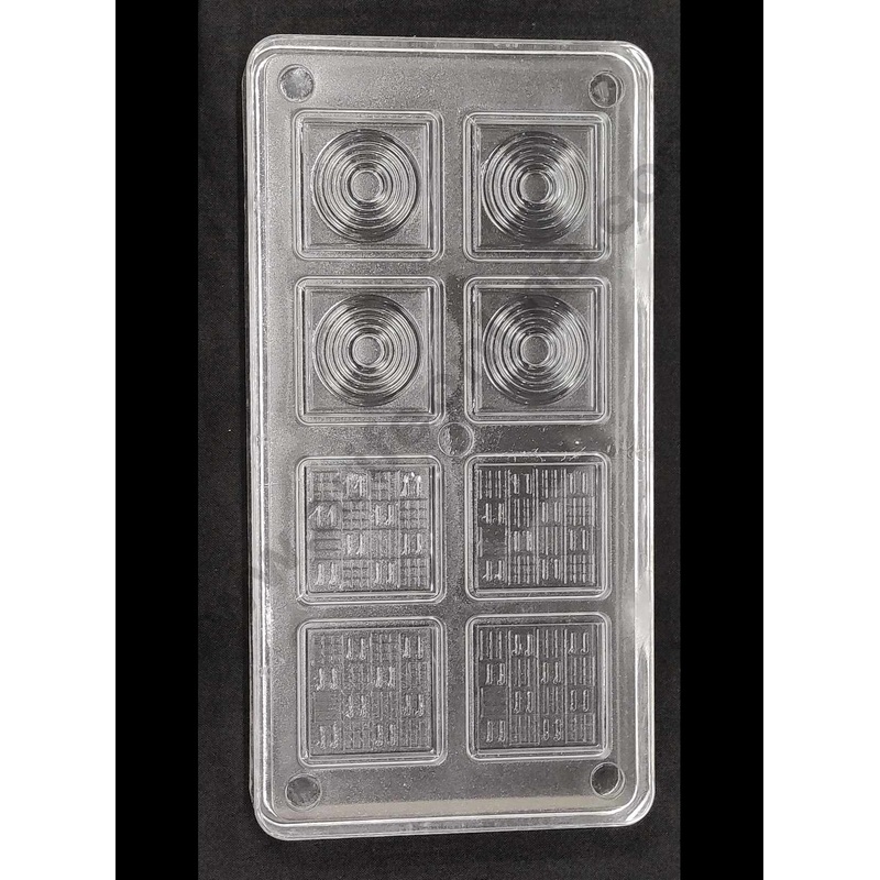 Cake Decor 8 Cavity Square Circular Shape Shallow Small Polycarbonate Chocolate Mould