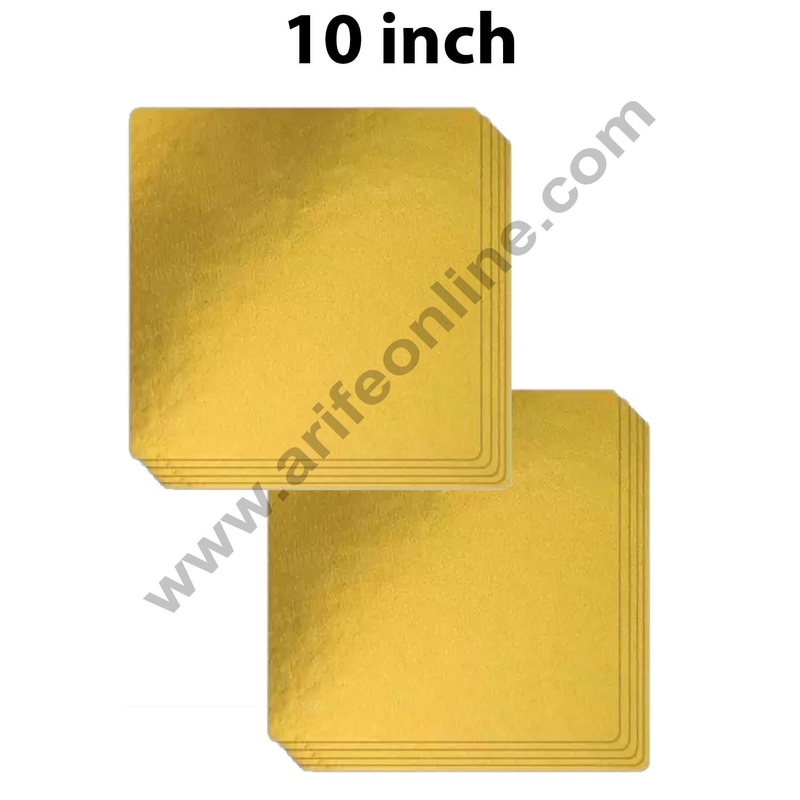 Cake Decor MDF Cake Base Gold Color 10 Pieces Square - 10 inch