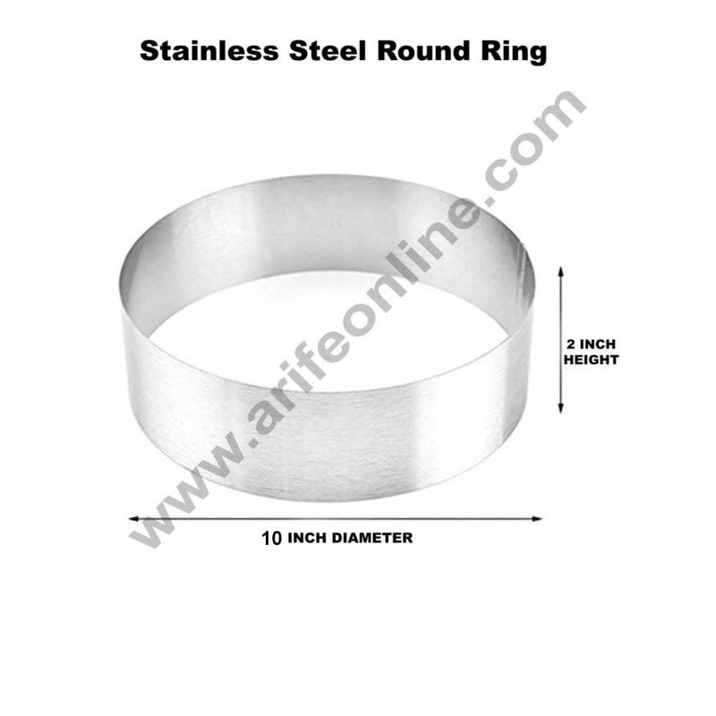 Cake Decor Round Cake Ring and Burger Ring Stainless Steel Heavy Ring (10 inch Diameter X 2 inch Height )