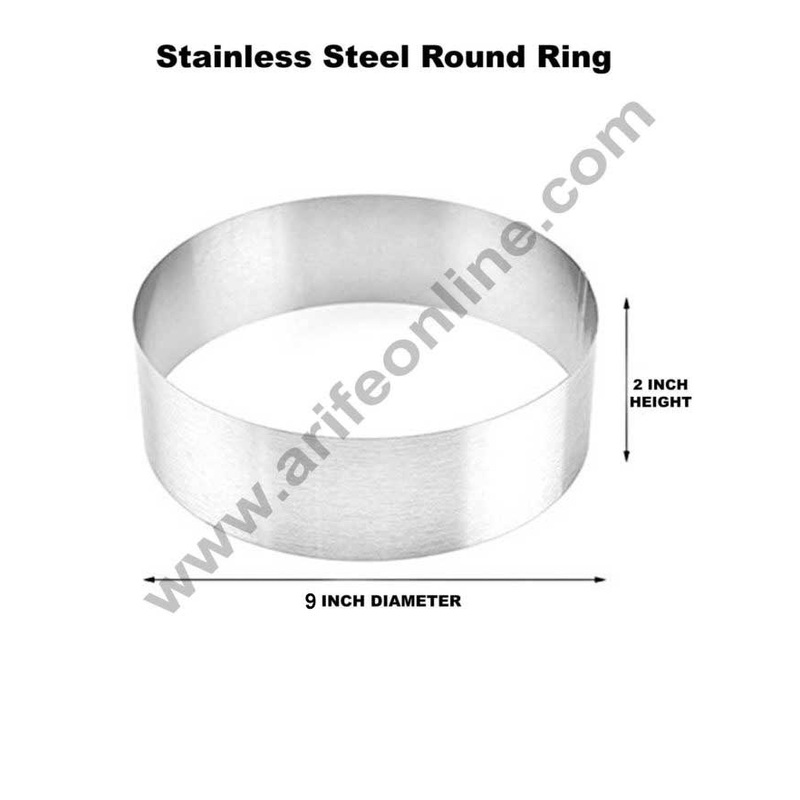 Cake Decor Round Cake Ring and Burger Ring Stainless Steel Heavy Ring (9 inch Diameter X 2 inch Height )