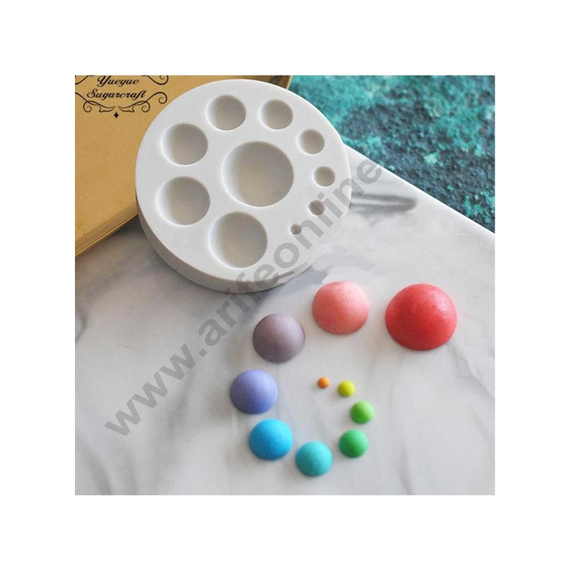 Cake Decor Silicon 10 Cavity Half Ball Sphere Fondant Clay Marzipan Cake Decoration Mould SBSP-703