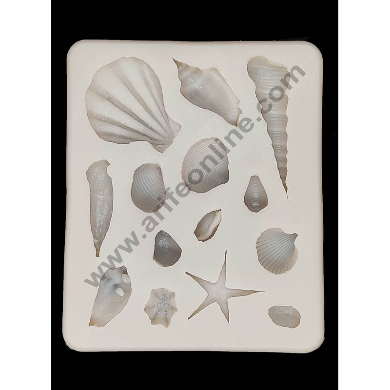 Cake Decor Silicon 14 Cavity Mixed  Sea Shell Shape Fondant Clay Marzipan Cake Decoration Mould SBSP-737