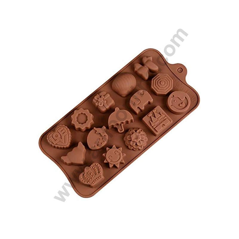 Cake Decor Silicon 15 Cavity Love Crown Gift Box Duck Brown Chocolate Mould, Ice Mould, Chocolate Decorating Mould