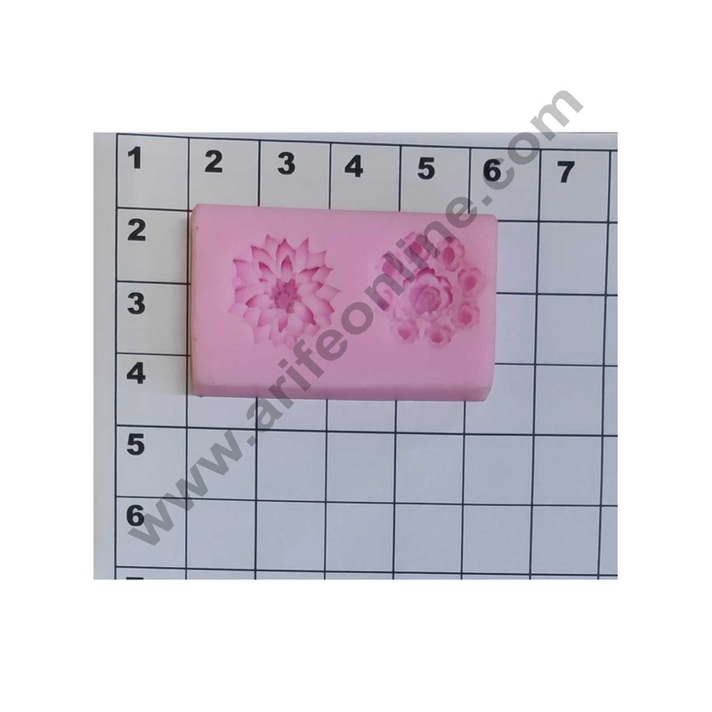 Cake Decor Silicon 2 Cavity Rose And Flower Bouquet Silicone Fondant Mould Marzipan Mould