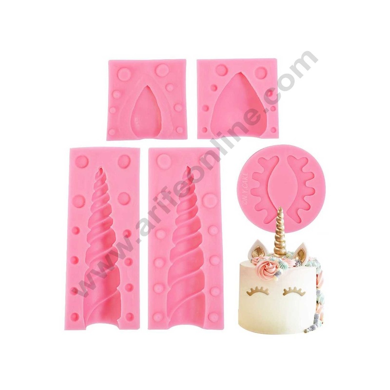 Cake Decor Silicon 5 Cavity Big Unicorn Horn Shape Fondant Clay Marzipan Cake Decoration Mould SBSP-691-1