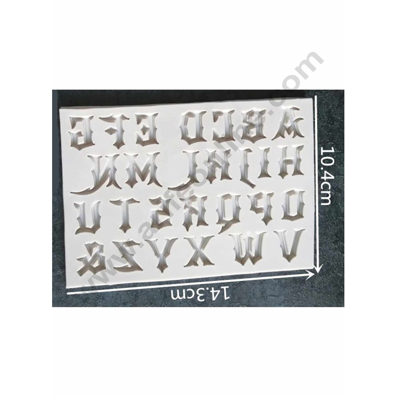 Cake Decor Silicon Gothic Capital Letters Alphabet Shape Fondant Clay Marzipan Cake Decoration Mould SBSP-726