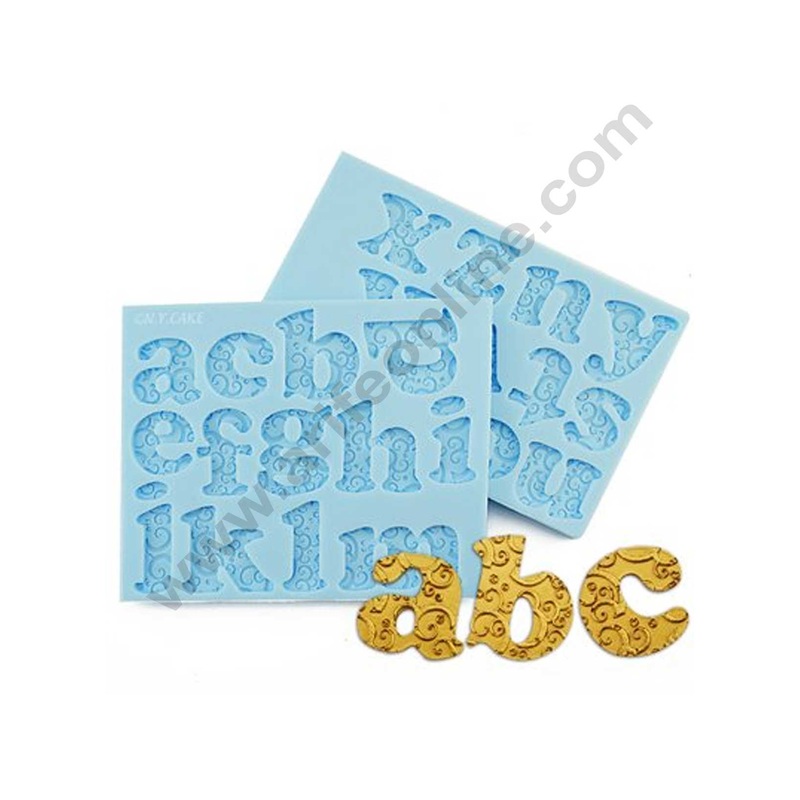 Cake Decor Silicon Romantic Swirl Lowercase Alphabet Shape Fondant Clay Marzipan Cake Decoration Mould SBSP-696