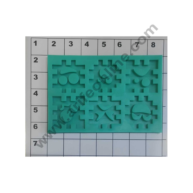 Cake Decor Silicone 6 Cavity Puzzle Patten Fondant Mold Cake Decorating Mould