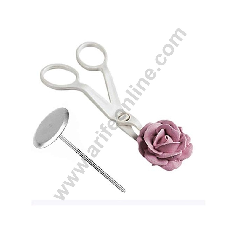 Cake Decor Stainless Steel Rose Nail  and Flower Lifter Plastic Cake Scissors for Cream Flower Transfer