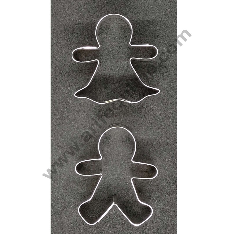 Cake Decor Steel Cutter 2 Pc Christmas Ginger Bread Men Shape Cookie Cutters