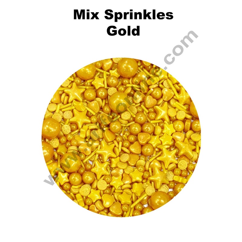Cake Decor Sugar Candy - Mix Sprinkles Gold Star Ball and Confetti Candy