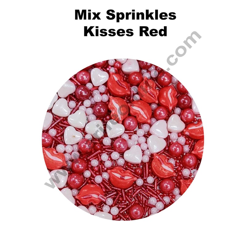 Cake Decor Sugar Candy - Mix Sprinkles Kisses Red and White Ball Candy