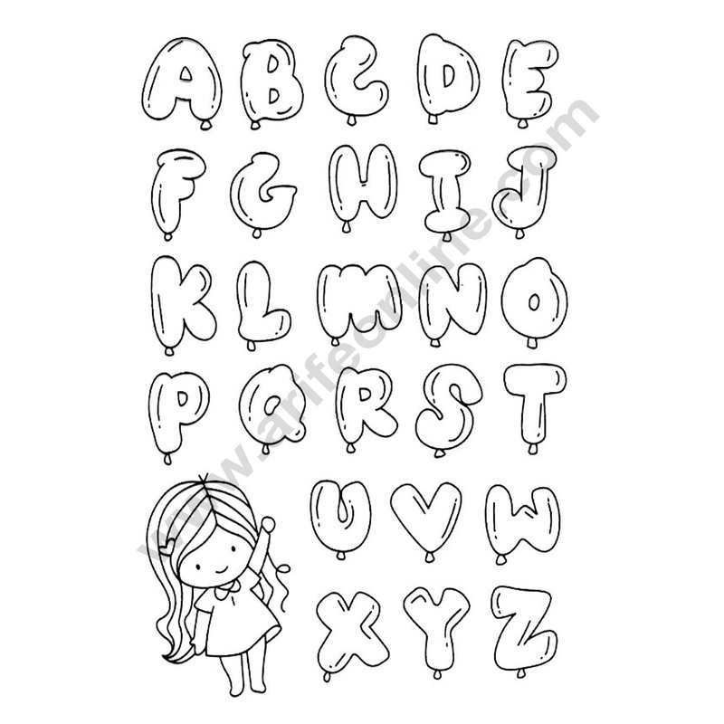 Cake Decor 1pc Silicone Bubble Alphabet With Cute Girl Scrapbook Diy Rubber Stamp Clear Stamp Transparent Stamp Handmade Card Stamp