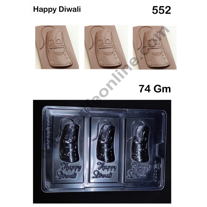 Cake Decor 3 Cavity PVC Chocolate mould Happy Diwali Crackers (1pcs pack)