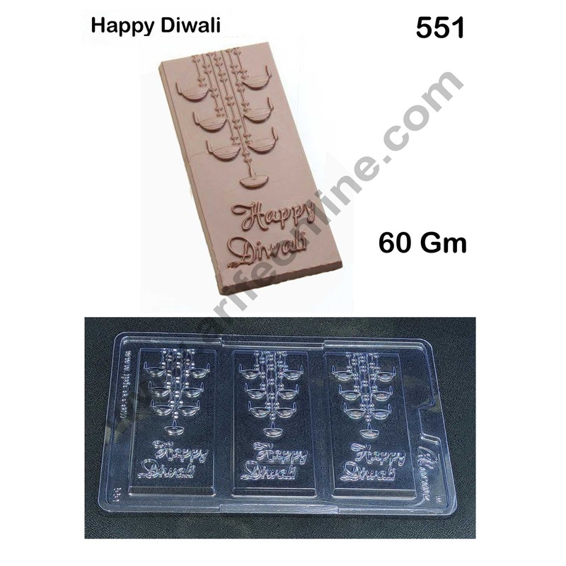 Cake Decor 3 Cavity PVC Chocolate mould Happy Diwali Diya Crackers (1pcs pack)