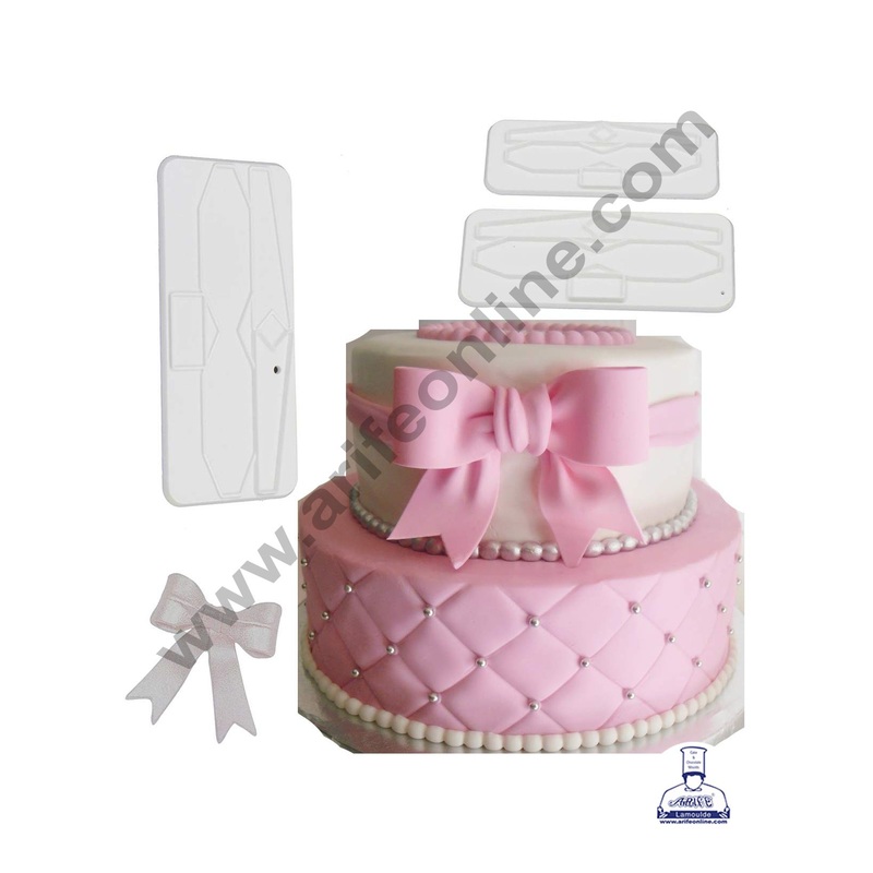 Cake Decor 3Pc Plastic Small Bow Cake Cutter Decor Mold Icing Cookie Biscuit Fondant Embosser