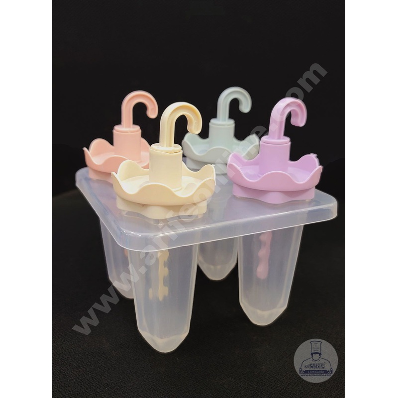 Cake Decor 4 Cavity Popsicle Fancy Handle Plastic Kulfi Maker Mould