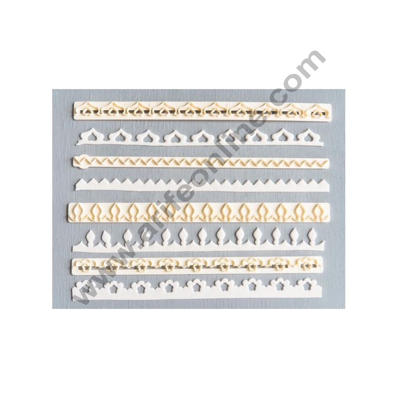 Cake Decor 4 Pc Straight Frill Borders Tappet Cutter Plastic Fondant Cutter Gumpaste Cutter