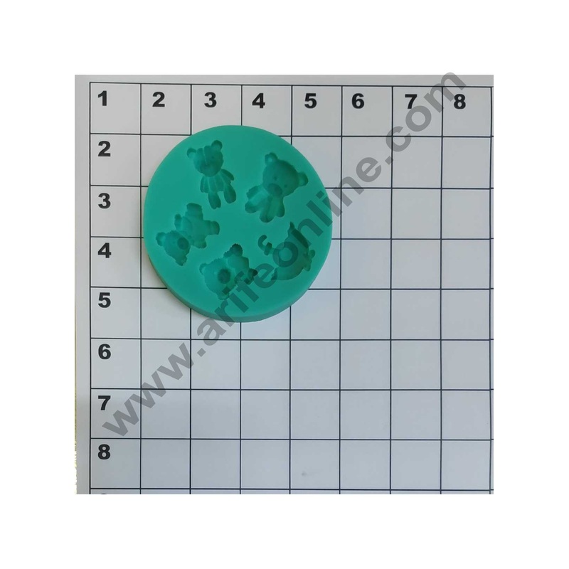 Cake Decor 5 Cavity Silicon Teddy Bear Shape Fondant Clay Marzipan Cake Decoration Mould