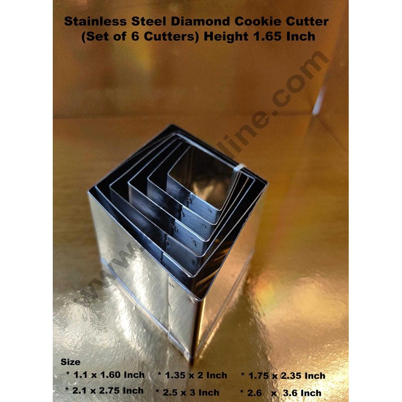 Cake Decor 6Pcs Diamond Shape Stainless Steel Cookie Cutter, Cutter Bakeware Mould Biscuit
