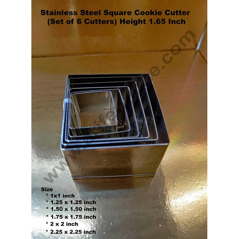 Cake Decor 6Pcs Square Shape Stainless Steel Cookie Cutter, Cutter Bakeware Mould Biscuit