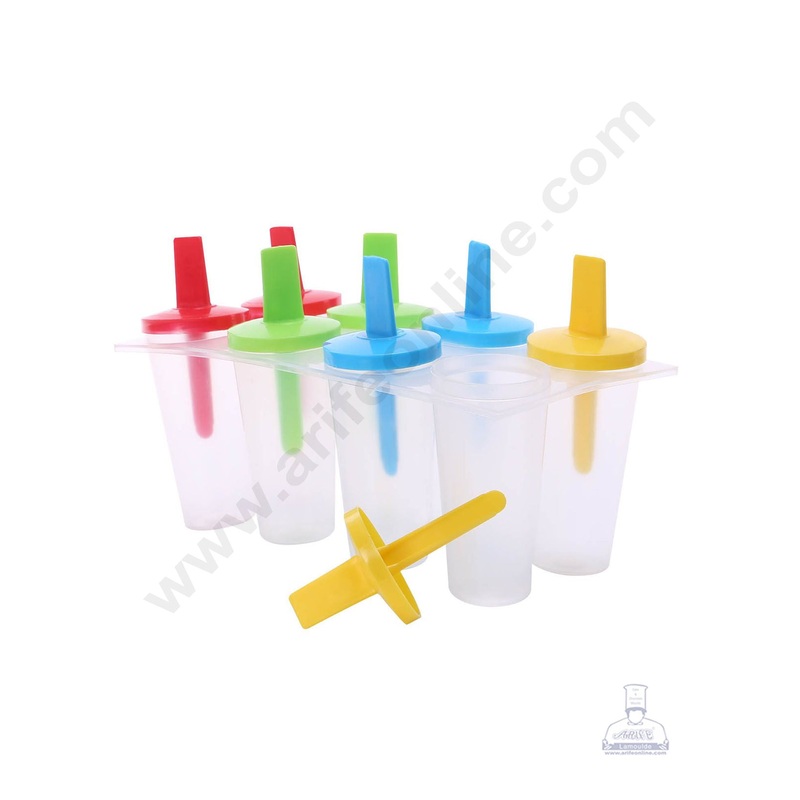 Cake Decor 8 Cavity Popsicle Plain Handle Plastic Kulfi Maker Mould