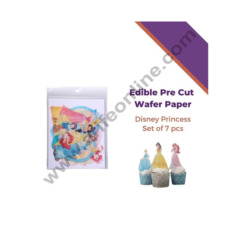 Cake Decor Edible Pre Cut Wafer Paper - Disney Princess Cake Topper -  (Set of 7pcs)