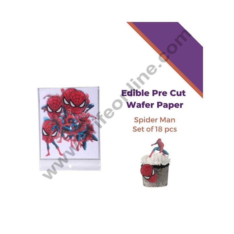 Cake Decor Edible Pre Cut Wafer Paper - Spider Man Cake Topper -  (Set of 18pcs)
