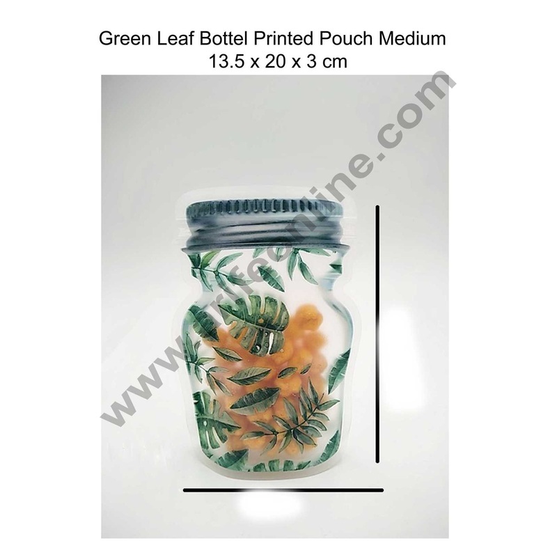Cake Decor Green Leaf Bottle Pouch Shape Plastics and Chocolate Dry Fruit Random Color (Pack of 10) - Medium