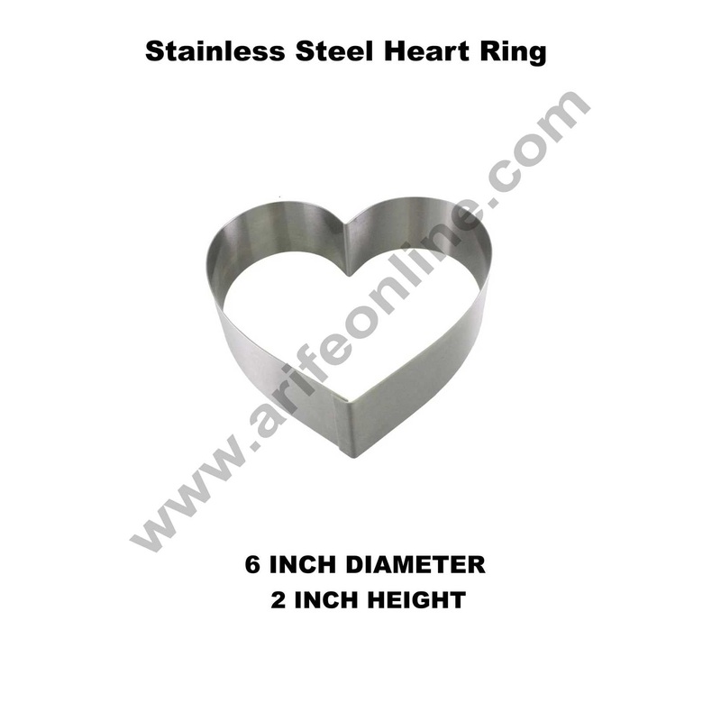 Cake Decor Heart Cake Ring Stainless Steel Cutter Heavy Ring (6 inch Diameter X 2 inch Height )