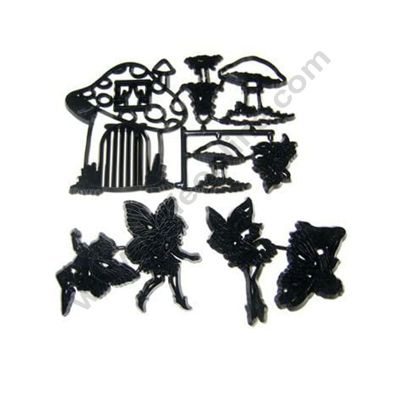 Cake Decor Patchwork Cutters Fairies & Toadstools Set Patchwork Cookie Cutter Plastic Sugarcraft Cake Decorating Tools