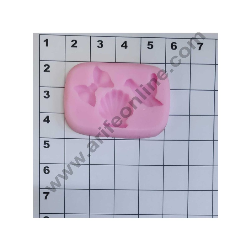 Cake Decor Silicon 3 Cavity Bride Bow and Shell  Silicone Fondant Mould Marzipan Mould